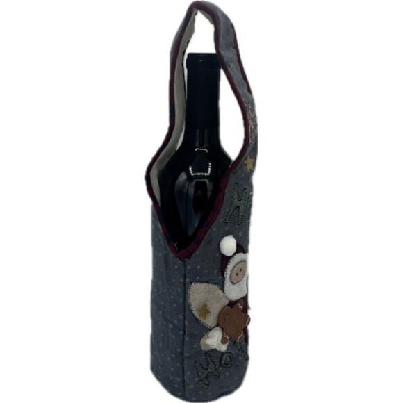 Santa Claus Wine Bottle Cover Gift Bag Decor with Handle - Holiday - 13" Tall - Picture 2 of 3